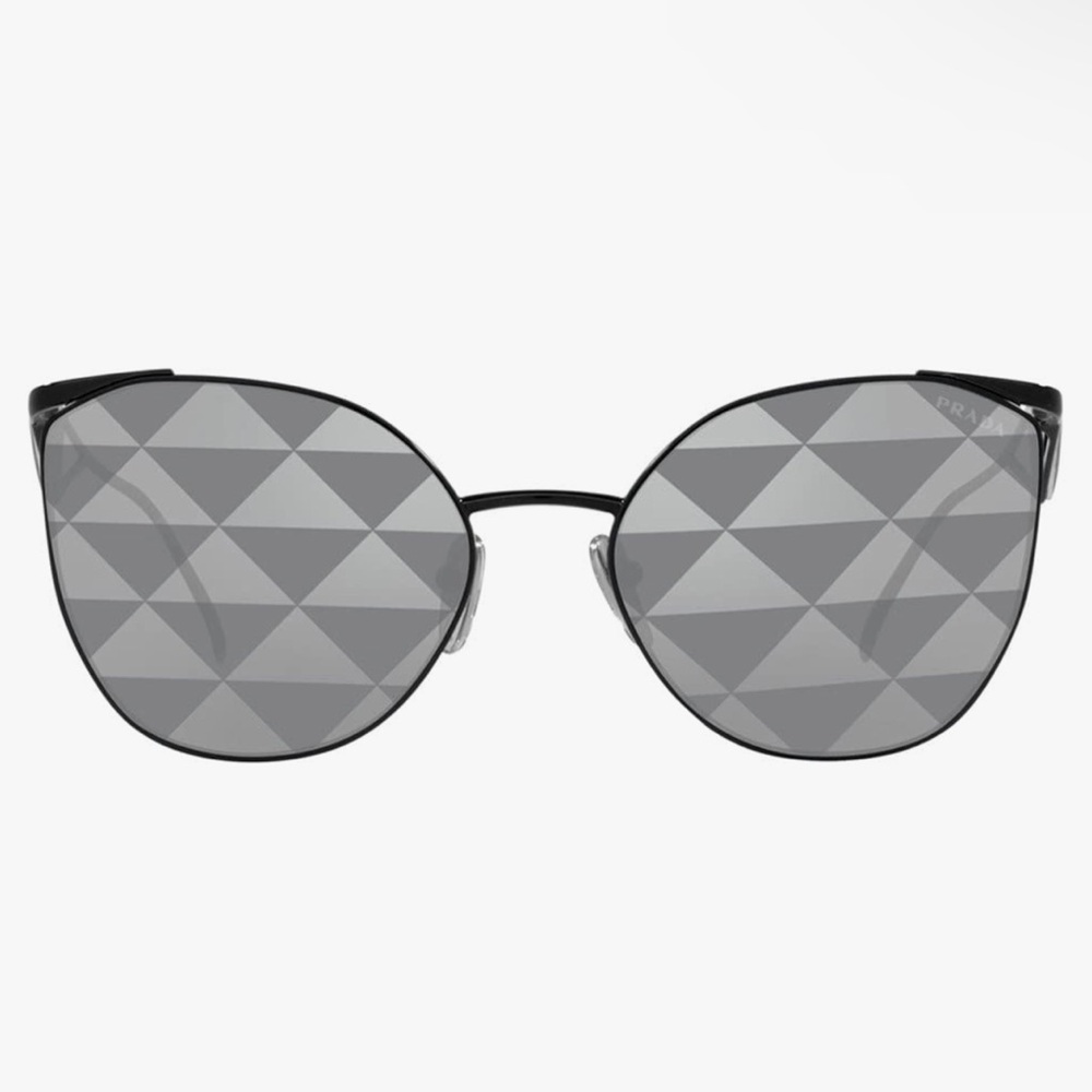 NWT🔥 Prada ✨ PR 50ZS 1AB03T Black Metal Fashion Sunglasses Grey Mirror Lens ✨ - Picture 4 of 9